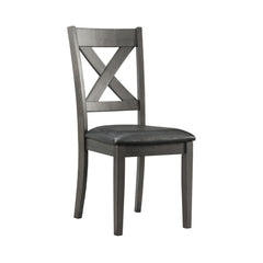 Alex Grey 60" 7PC Dining Set (Grey Table with Black PU Seat) - Ornate Home