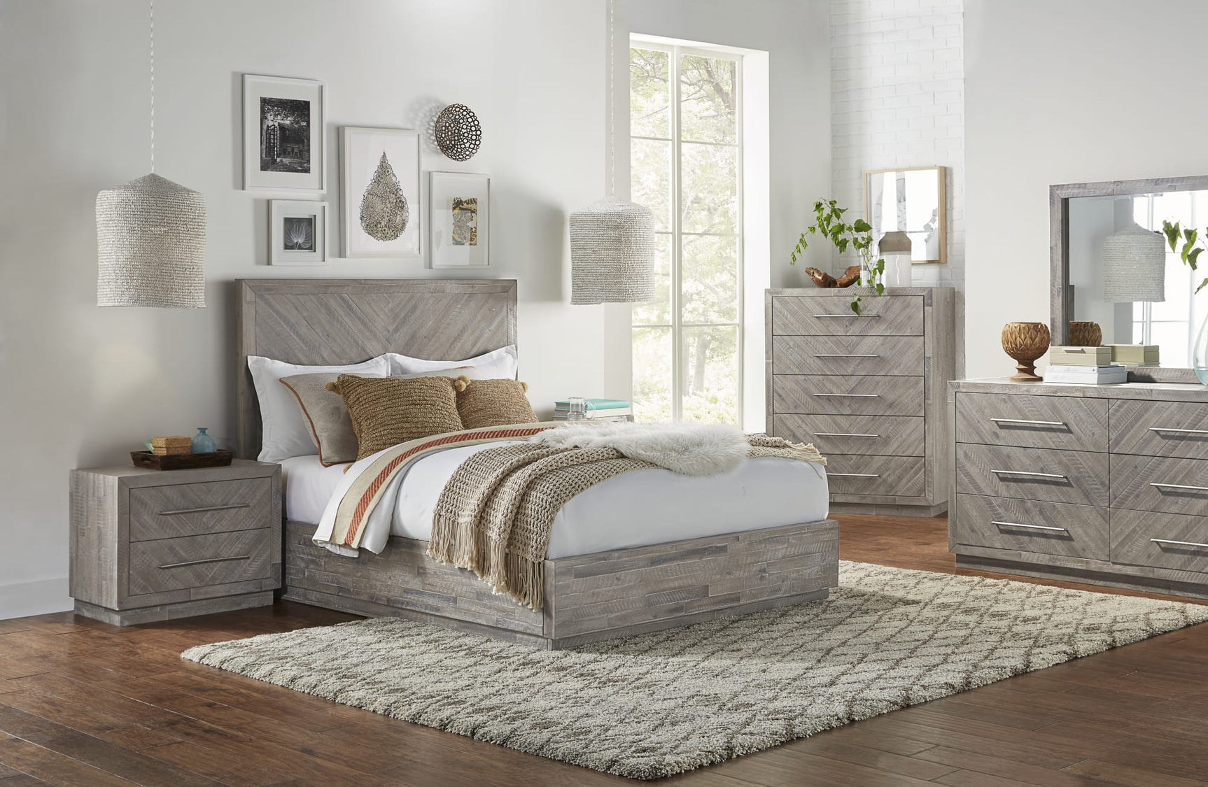 Alexandra Rustic Latte Solid Wood Two Drawer Nightstand - Ornate Home