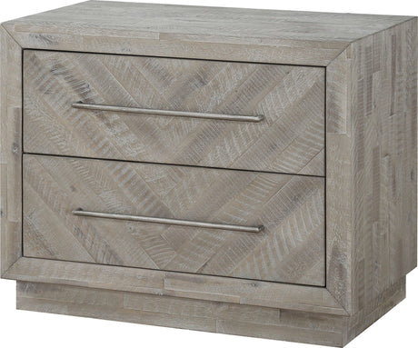 Alexandra Rustic Latte Solid Wood Two Drawer Nightstand - Ornate Home