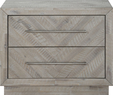 Alexandra Rustic Latte Solid Wood Two Drawer Nightstand - Ornate Home