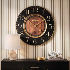 Alexandre Martinot Black/Woodtone 23" Clock - Ornate Home