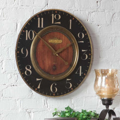 Alexandre Martinot Black/Woodtone 23" Clock - Ornate Home