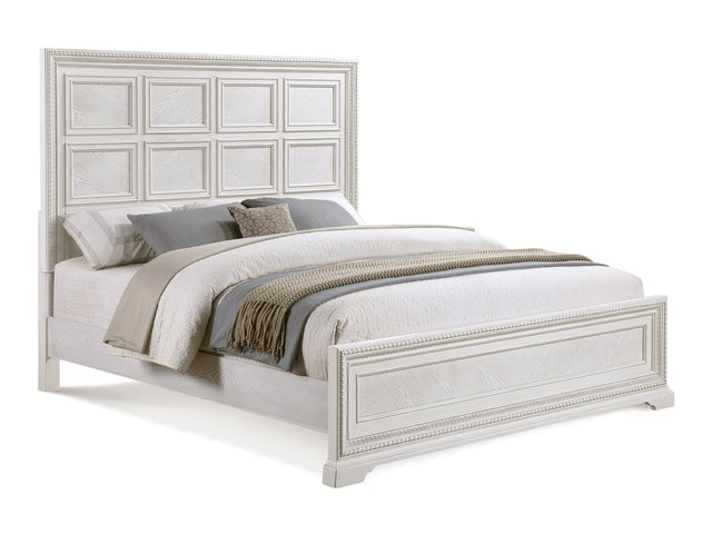 Alexandria Antique White King Panel Bed - Ornate Home