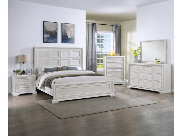 Alexandria Antique White Panel Bedroom Set - Ornate Home