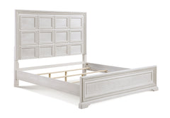 Alexandria Antique White Queen Panel Bed - Ornate Home