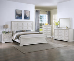 Alexandria Antique White Queen Panel Bed - Ornate Home