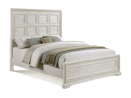 Alexandria Antique White Queen Panel Bed - Ornate Home