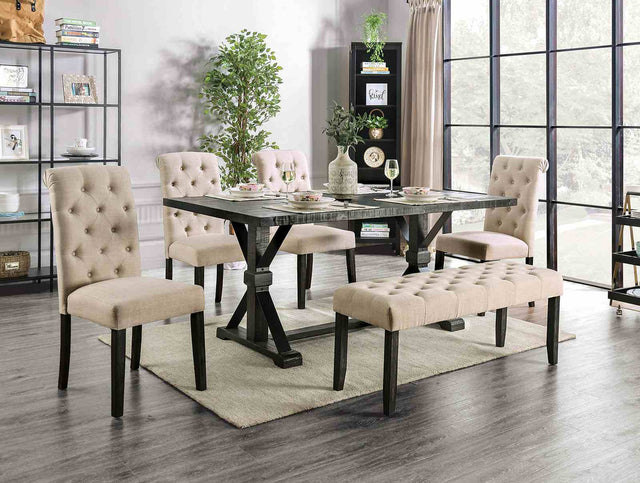 Alfred Antique Black 6 Pc. Dining Table Set w/ Bench - Ornate Home