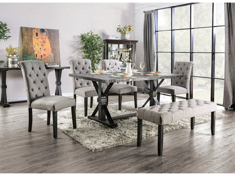Alfred Antique Black/Light Gray 6 Piece Dining Set - Ornate Home