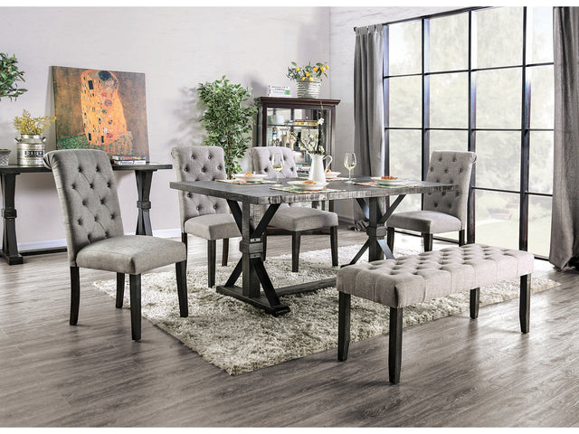 Alfred Antique Black/Light Gray 6 Piece Dining Set - Ornate Home
