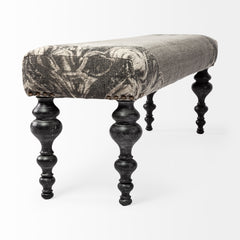Alhambra Gray/Black Upholstered Seat Accent Bench