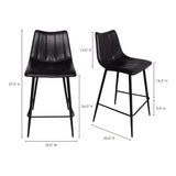 Alibi Matte Black Counter Stool (Set of 2) - Ornate Home