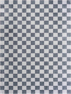 Alie Blue Gray Checkered Washable Rug - Ornate Home