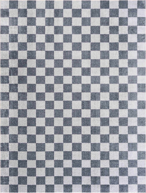 Alie Blue Gray Checkered Washable Rug - Ornate Home