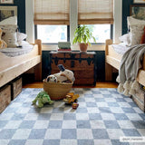 Alie Blue Gray Checkered Washable Rug - Ornate Home