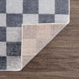 Alie Blue Gray Checkered Washable Rug - Ornate Home
