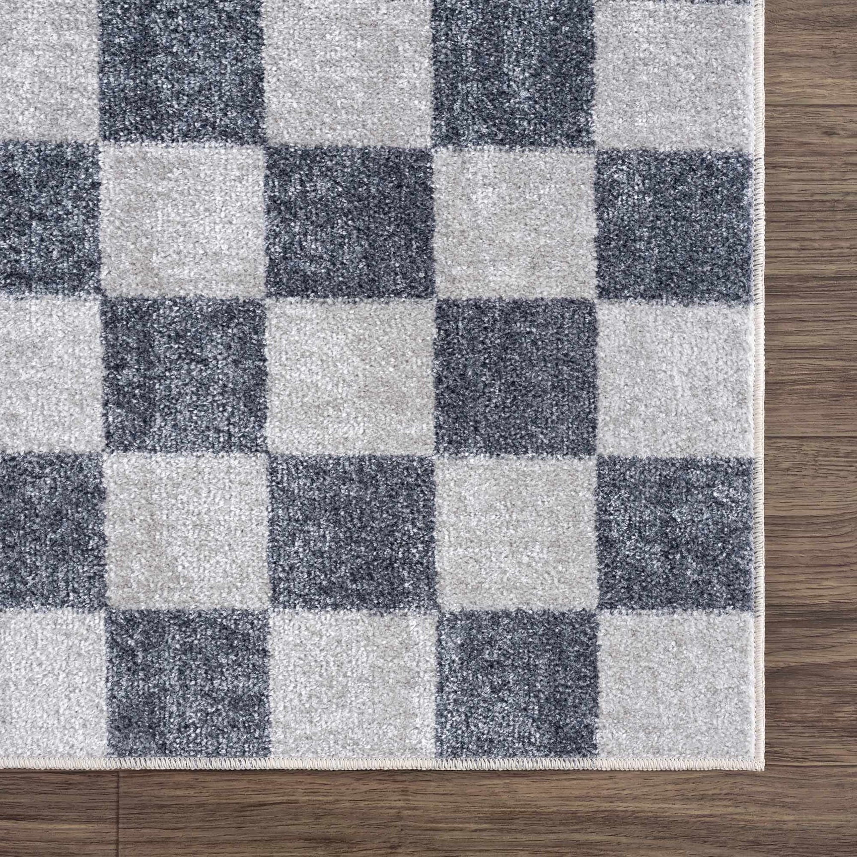 Alie Blue Gray Checkered Washable Rug - Ornate Home