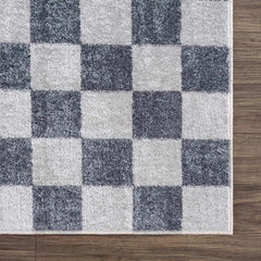 Alie Blue Gray Checkered Washable Rug - Ornate Home