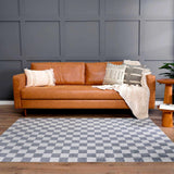 Alie Blue Gray Checkered Washable Rug - Ornate Home