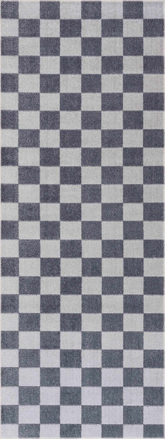 Alie Blue Gray Checkered Washable Rug - Ornate Home