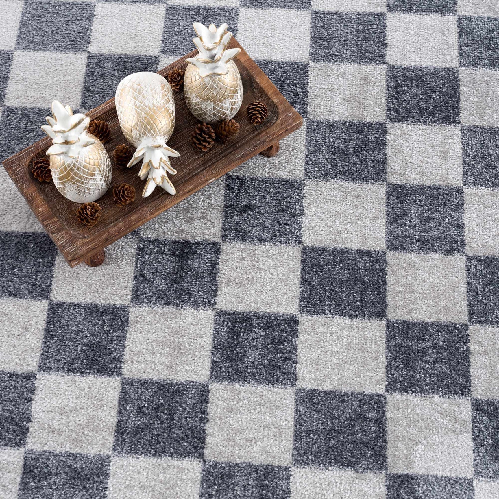 Alie Blue Gray Checkered Washable Rug - Ornate Home