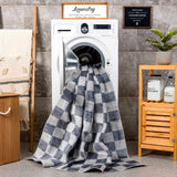 Alie Blue Gray Checkered Washable Rug - Ornate Home