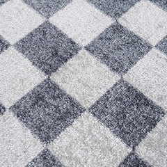 Alie Blue Gray Checkered Washable Rug - Ornate Home