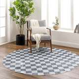 Alie Blue Gray Checkered Washable Rug - Ornate Home