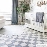 Alie Blue Gray Checkered Washable Rug - Ornate Home