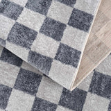 Alie Blue Gray Checkered Washable Rug - Ornate Home