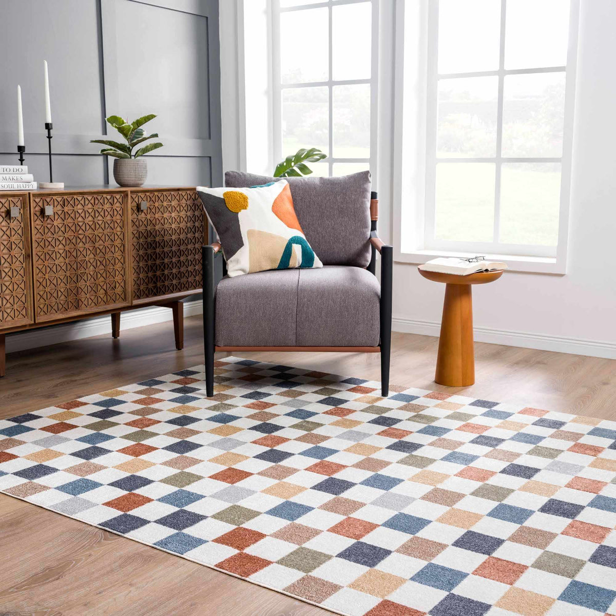Alie Colorful Checkered Washable Rug - Ornate Home
