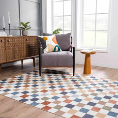 Alie Colorful Checkered Washable Rug - Ornate Home