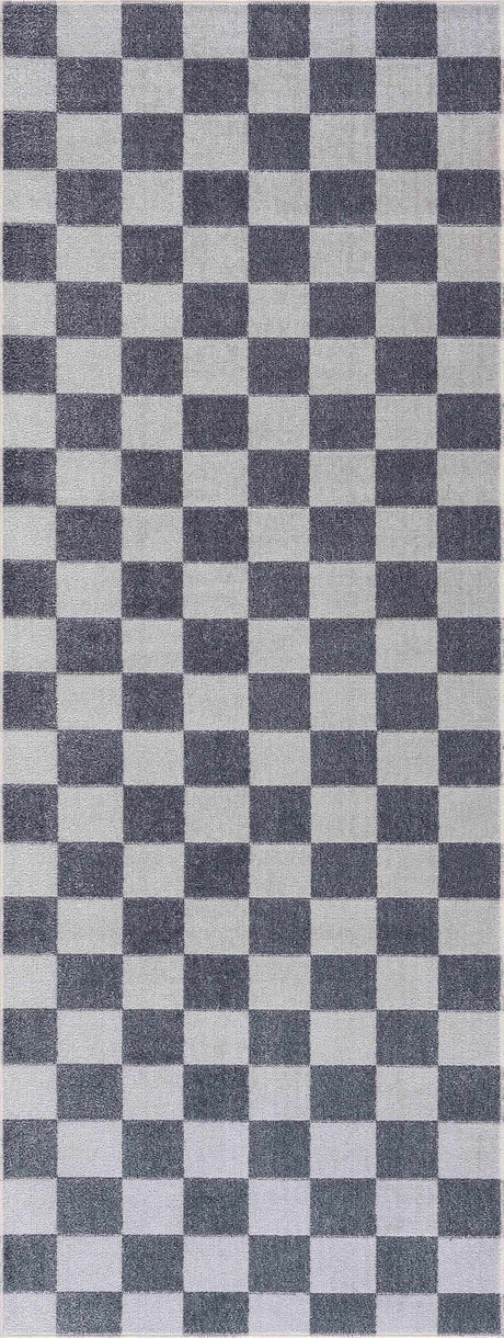 Alie Gray Checkered Washable Area Rug - Ornate Home