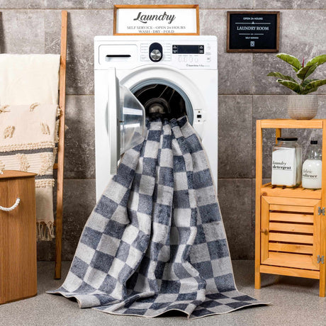 Alie Gray Checkered Washable Area Rug - Ornate Home