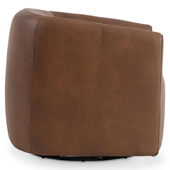 Aline Brown Leather Swivel Chair - Ornate Home