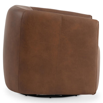 Aline Brown Leather Swivel Chair - Ornate Home