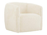 Aline White/Cream Fabric Swivel Chair - Ornate Home