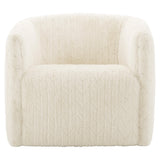 Aline White/Cream Fabric Swivel Chair - Ornate Home