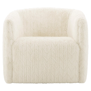Aline White/Cream Fabric Swivel Chair - Ornate Home