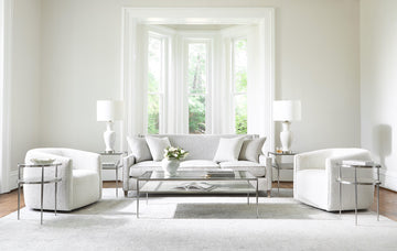 Aline White/Cream Fabric Swivel Chair - Ornate Home