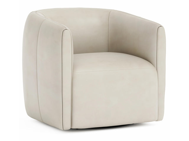 Aline White/Cream Leather Swivel Chair - Ornate Home