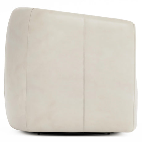 Aline White/Cream Leather Swivel Chair - Ornate Home