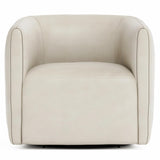 Aline White/Cream Leather Swivel Chair - Ornate Home