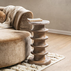 Alisa Sable Stone 12" Round Accent Table
