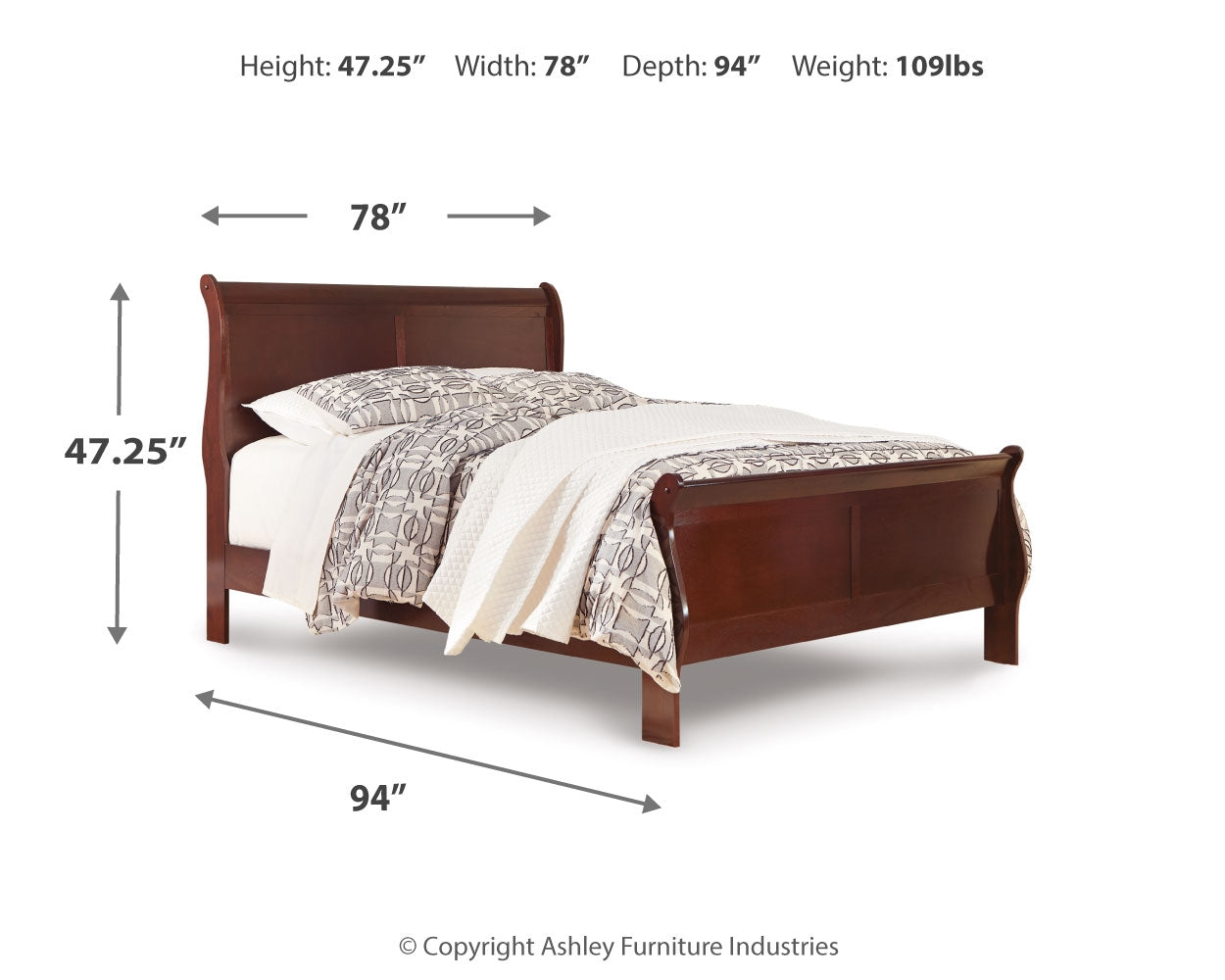 Alisdair Reddish Brown California King Sleigh Bed, Dresser, Mirror, Chest and Nightstand - Ornate Home