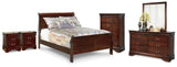 Alisdair Reddish Brown Full Sleigh Bed, Dresser, Mirror, Chest and 2 Nightstands (Online Special Price) - Ornate Home