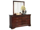 Alisdair Reddish Brown Full Sleigh Bedroom Set with Dresser, Mirror, Chest and Nightstand - Ornate Home
