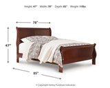 Alisdair Reddish Brown King Sleigh Bedroom Set with Dresser, Mirror, Chest and 2 Nightstands - Ornate Home