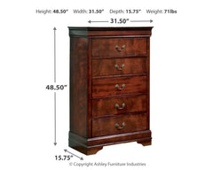 Alisdair Reddish Brown Queen Sleigh Bed, Chest and Nightstand - Ornate Home