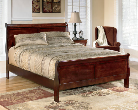 Alisdair Reddish Brown Queen Sleigh Bed, Dresser, Chest and Nightstand - Ornate Home